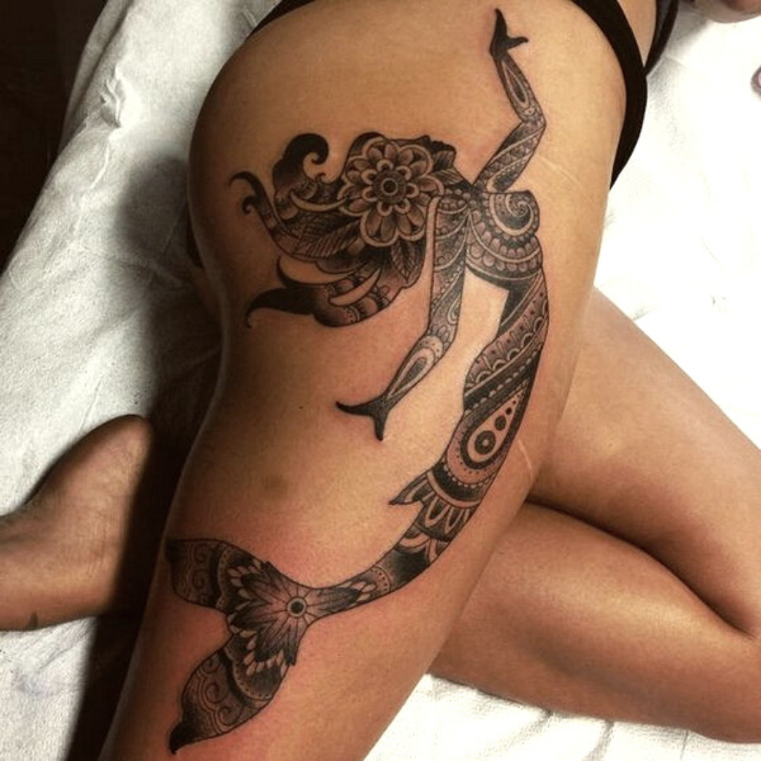 Traditional mermaid tattoo 