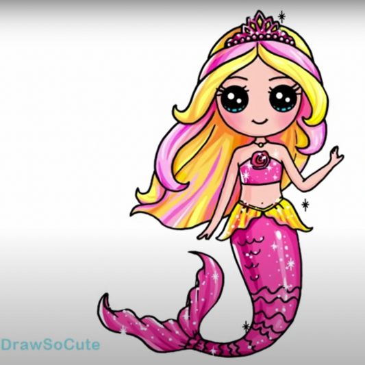 How to draw a mermaid mermaid cute pink kids barbie