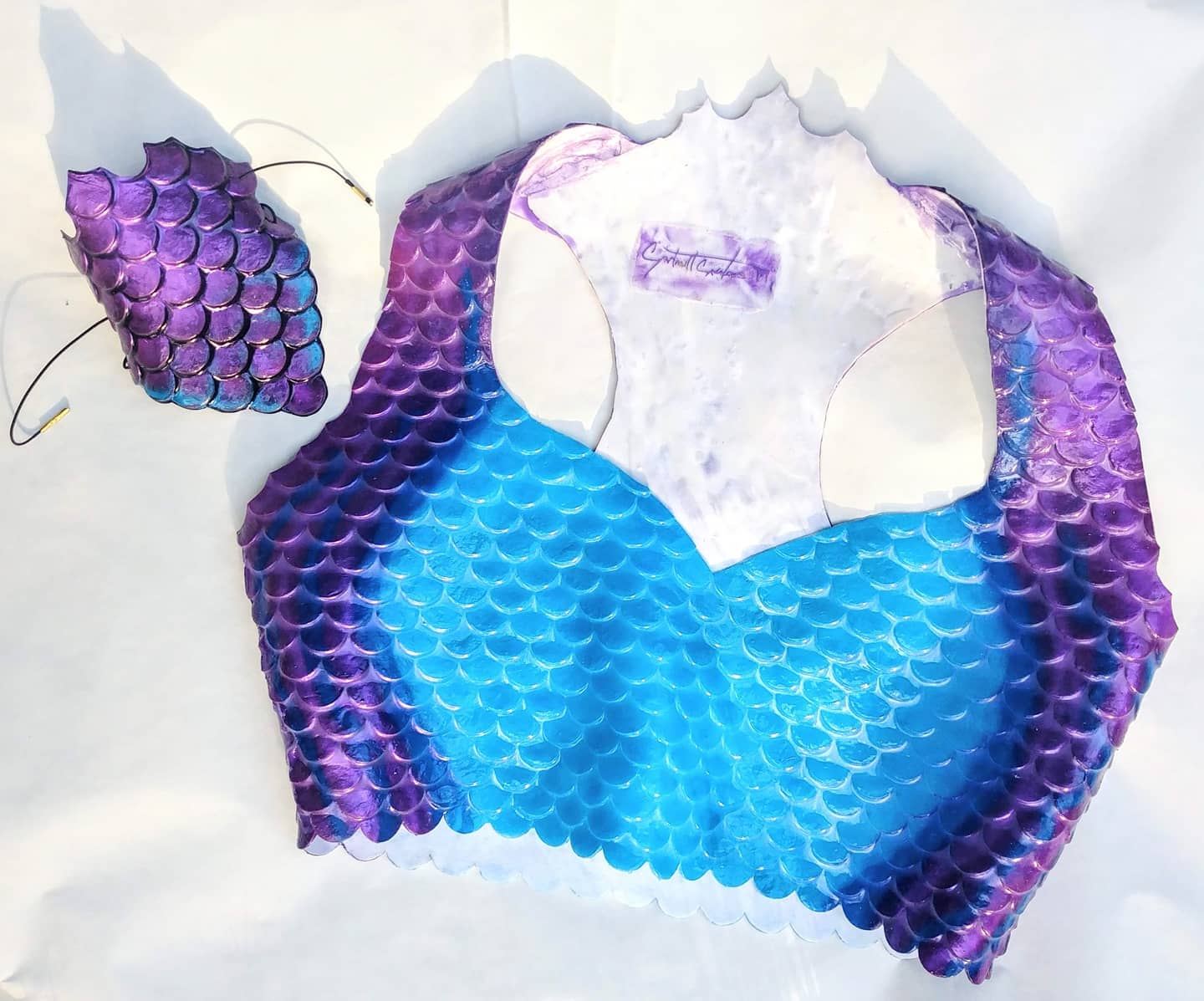 Silicone mermaid top blue purple line
